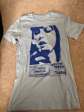 Taylor Swift Light Blue Tee with Dark Blue Graphic